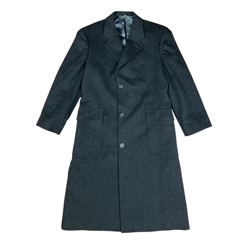 J. Crew 100% Wool Long Trench Coat Charcoal Gray Topcoat Overcoat Men's Size 38R - Picture 2 of 8